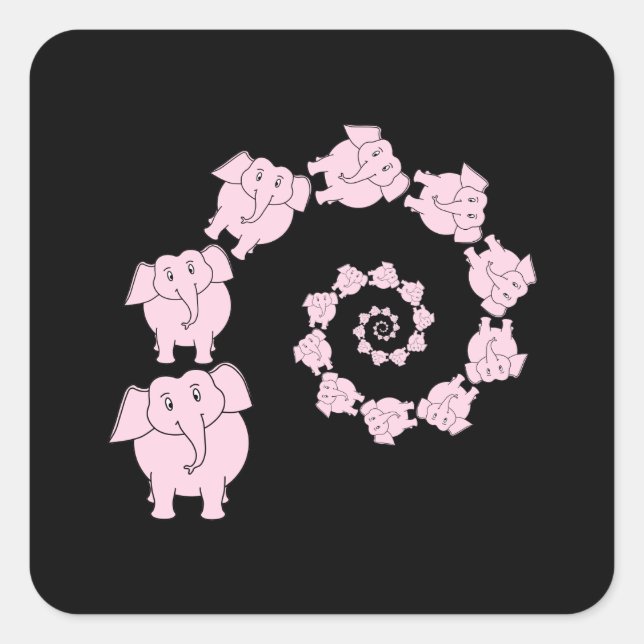 Pink elephant spiral. square sticker (Front)