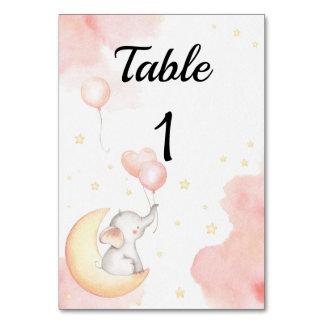 Pink Elephant Table Card