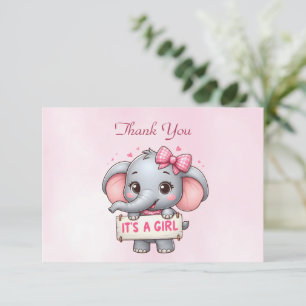Pink Elephant Thank You Card