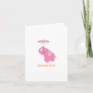 Pink Elephant Thank You Card