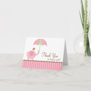 Pink Elephant Thank You Note Card