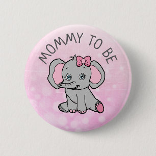 Pink Elephant Themed Mom to Be Baby Shower 2 Inch Round Button