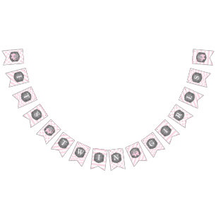 Pink Elephant Twin Girls Baby Shower Bunting Flags