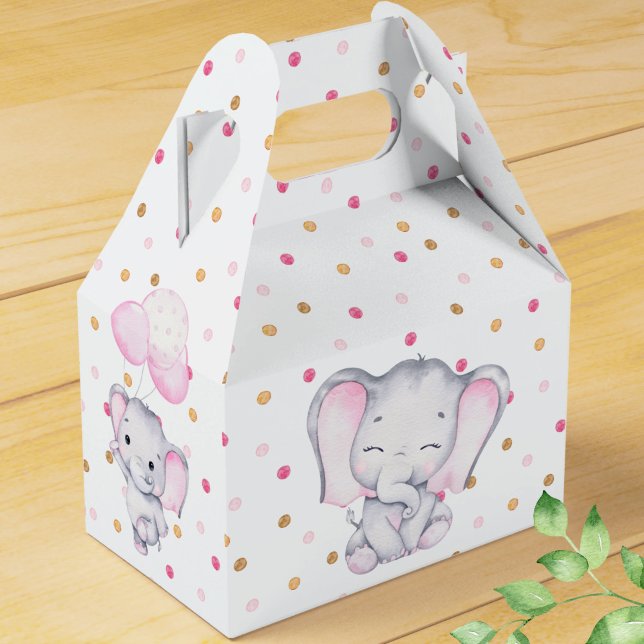 Pink Elephant Watercolor  Favor Box (Creator Uploaded)