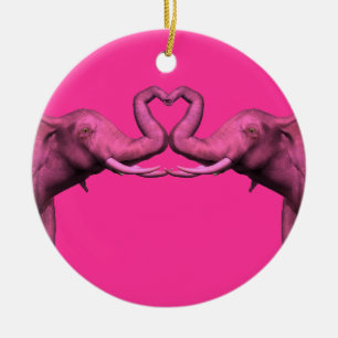 Pink Elephants Ceramic Ornament