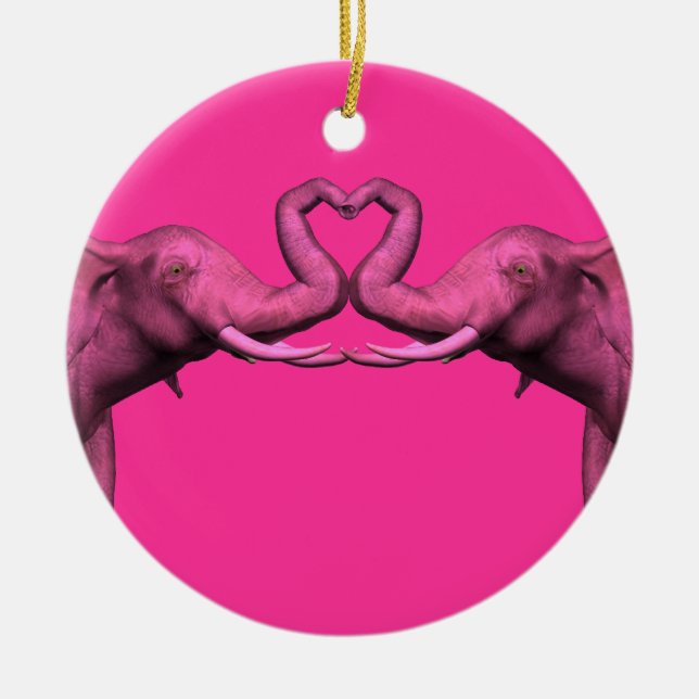 Pink Elephants Ceramic Ornament (Front)