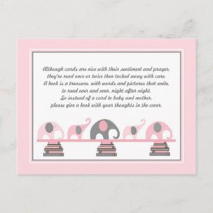 Pink Elephants Insert for Book Baby Shower Invitation Postcard
