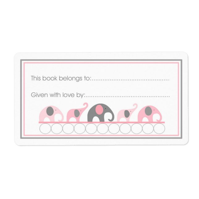 Pink Elephants Parade Bookplate Fill-in style (Front)