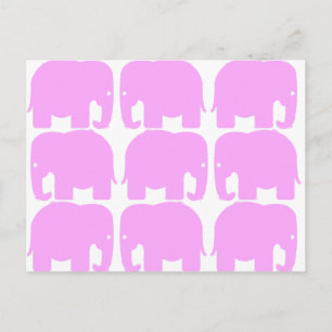 Pink Elephants Silhouette Postcard