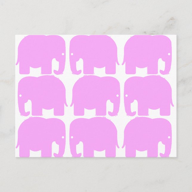 Pink Elephants Silhouette Postcard (Front)