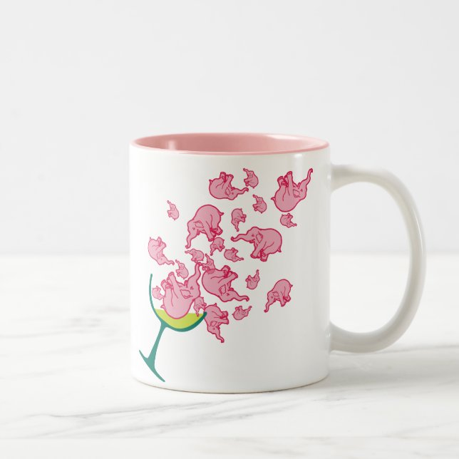 Pink Elephants Two-Tone Coffee Mug (Right)
