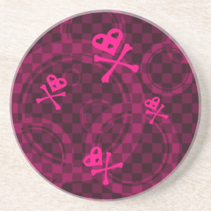 Pink Emo Pattern With Circles Coaster