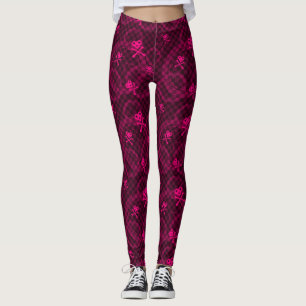 Pink Emo Pattern With Circles Leggings