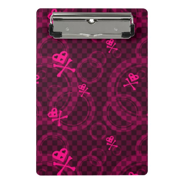 Pink Emo Pattern With Circles Mini Clipboard (Front)