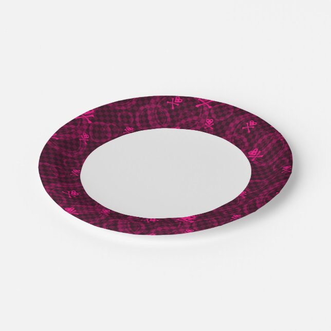 Pink Emo Pattern With Circles Paper Plate (Angled)