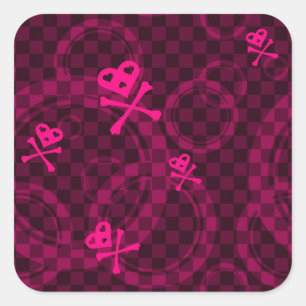 Pink Emo Pattern With Circles Square Sticker