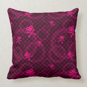 Pink Emo Pattern With Circles Throw Pillow