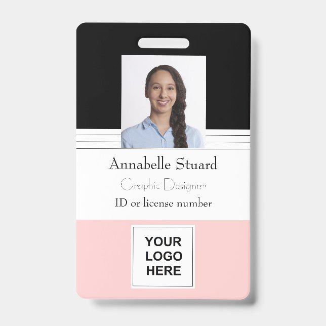 Pink Employee Modern Personalized Badge (Front)