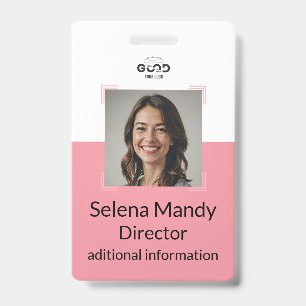 Pink   Employee Photo ID Company Security Badge