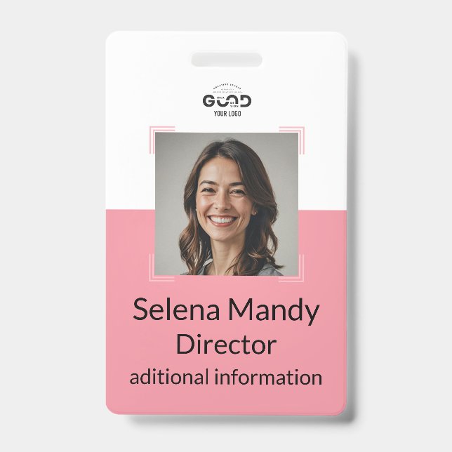 Pink | Employee Photo ID Company Security Badge (Front)