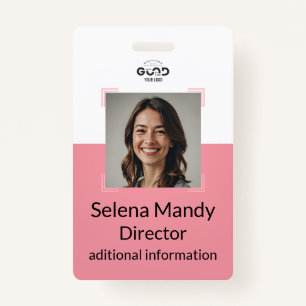 Pink   Employee Photo ID Company Security Badge