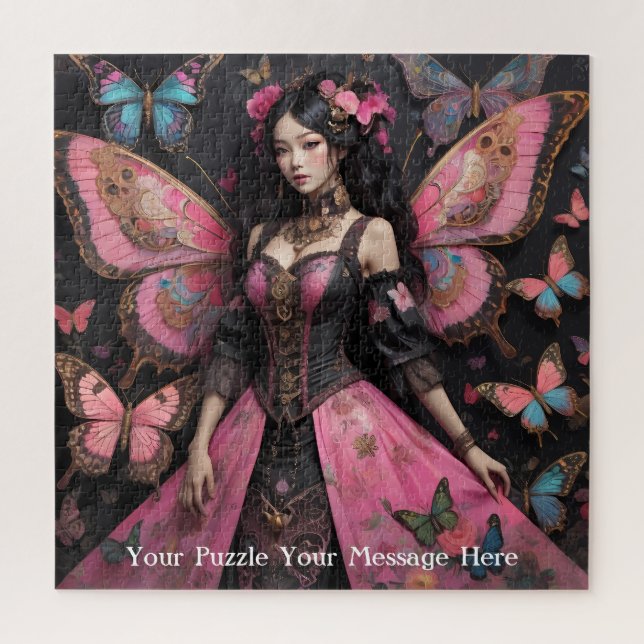 Pink Empress of the Butterfly World Jigsaw Puzzle (Vertical)