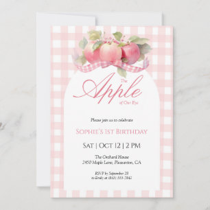 Pink En vichy Apple Invitation Anniversaire