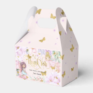 pink enchanted garden fairy, butterfly birthday favor box