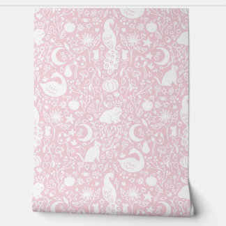 Pink Enchanted Magic Garden Fairytale Wallpaper