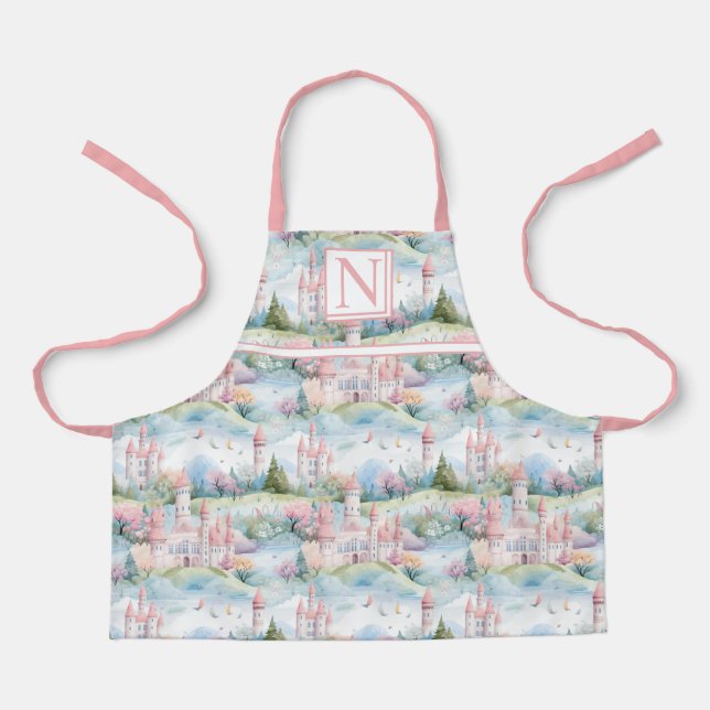 Pink Enchanting Castle Landscape - Customized Apron (Front)