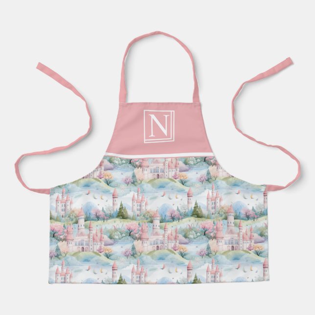 Pink Enchanting Castle Landscape - Customized Apron (Front)