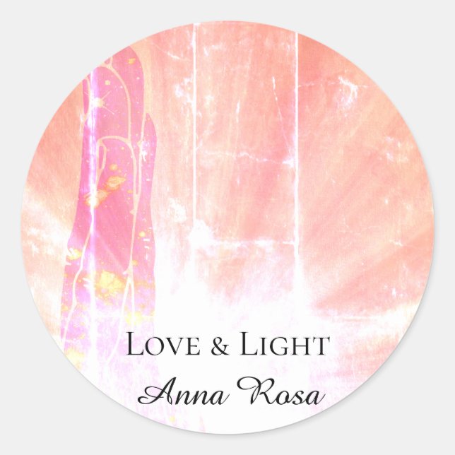 *~*  Pink Energy Healing  Hand Rays Love Light Classic Round Sticker (Front)