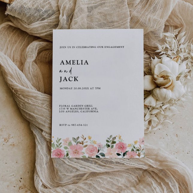  Pink Engagement Party Wedding Invitation (Pink Engagement Party Wedding Invitation)