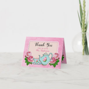 Pink English Cottage Style Bridal Shower Thank You Card