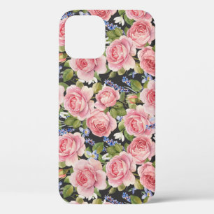 Pink English Rose: Dark Watercolor iPhone 12 Case