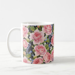 Pink English Rose: Dark Watercolor Coffee Mug