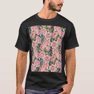 Pink English Rose: Dark Watercolor T-Shirt