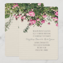 Pink English roses, floral wedding invitation