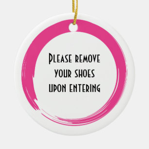 Pink Enso Do Not Disturb Door Hanger Ceramic Ornament