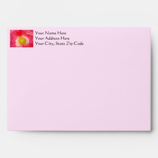 Pink envelopes Invitations Greeting Cards Poppies (Front)