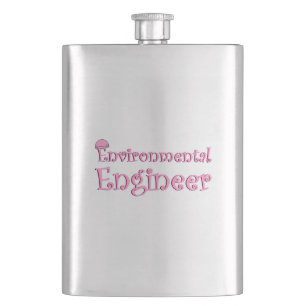 Pink Environmental Engineer Hip Flask