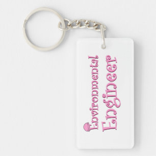 Pink Environmental Engineer Keychain