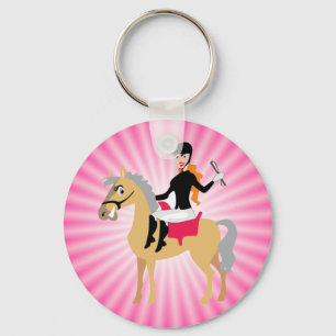 Pink Equestrian Girl Keychain
