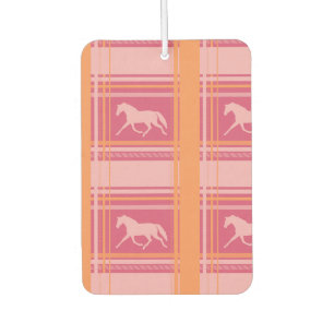 Pink Equestrian Plaid Pony Pattern Car Air Freshener