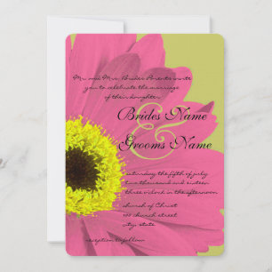 Pink et Lime Gerber Daisy Faire-part de mariage