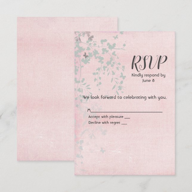 Pink et Silver Leaf RSVP (Devant / Derrière)
