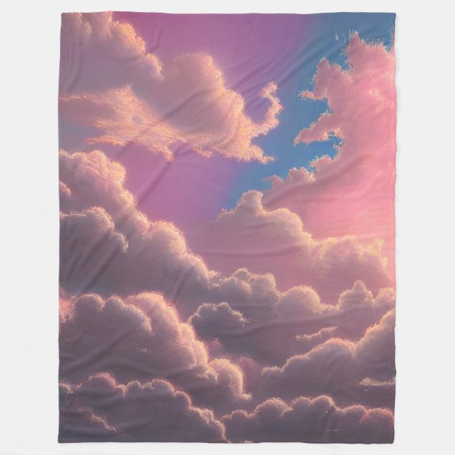 Pink Ethereal Sky Fleece Blanket (Front)