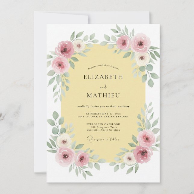 Pink Ethereal Spring Wedding Invitation (Front)