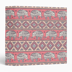 Pink Ethnic Elephant Pattern Binder