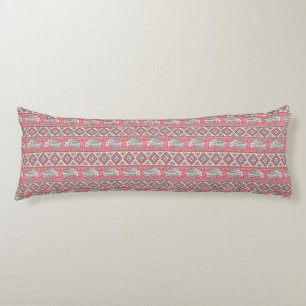 Pink Ethnic Elephant Pattern Body Pillow